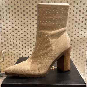 Charles David Tan Studded Heeled Boots